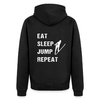 Bounce: Perfect every day - Unisex Premium Organic Zip Hoodie - black - Back - Nico (187cm)