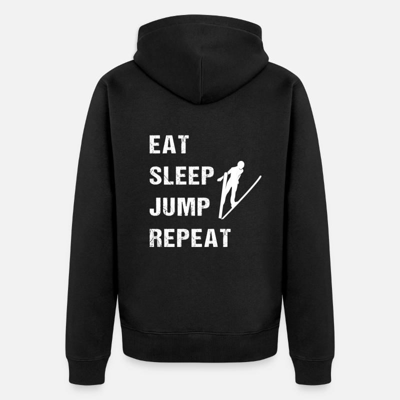 Sprungkraft: Täglich Perfekt - Unisex Premium Bio Zip Hoodie - Schwarz