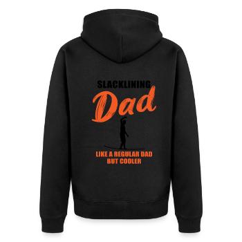 Slackline-Papa – Cooler gehts nicht - Unisex Premium Bio Zip Hoodie - Schwarz - Hinten - Nico (187cm)