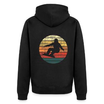 Boarding-Dämmerung - Wintertraum - Unisex Premium Bio Zip Hoodie - Schwarz - Hinten - Nico (187cm)