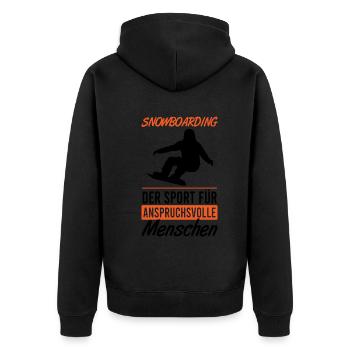 Elite Boarding – Only for Connoisseurs - Unisex Premium Organic Zip Hoodie - black - Back - Nico (187cm)
