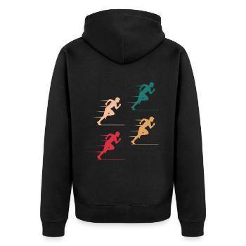 Bunte Sprinter Action Geschenk - Unisex Premium Bio Zip Hoodie - Schwarz - Hinten - Nico (187cm)