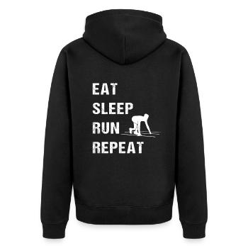 Sprinter Routine Motiv Sportler Geschenk - Unisex Premium Bio Zip Hoodie - Schwarz - Hinten - Nico (187cm)