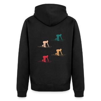 Sprint-Start Dynamik in Farbe Geschenk - Unisex Premium Bio Zip Hoodie - Schwarz - Hinten - Nico (187cm)