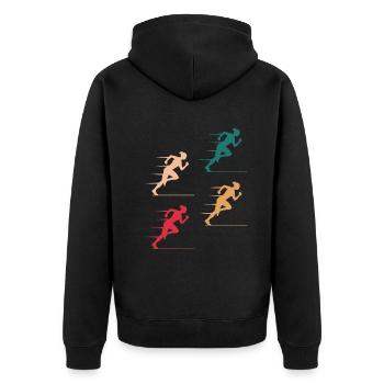 Colorful Sprinters Elite - Unisex Premium Organic Zip Hoodie - black - Back - Nico (187cm)