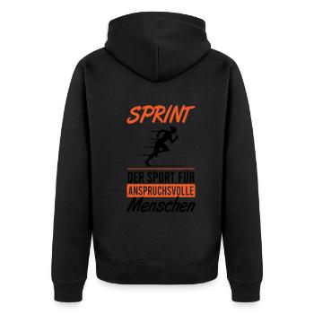 Elite Sprint – Sport with high standards - Unisex Premium Organic Zip Hoodie - black - Back - Nico (187cm)