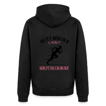 Sprintliebe – Für schnelle Mädchen - Unisex Premium Bio Zip Hoodie - Schwarz - Hinten - Nico (187cm)