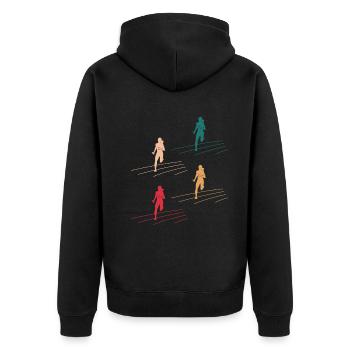 Bunte Staffelläufer Team Dynamik Geschenk - Unisex Premium Bio Zip Hoodie - Schwarz - Hinten - Nico (187cm)