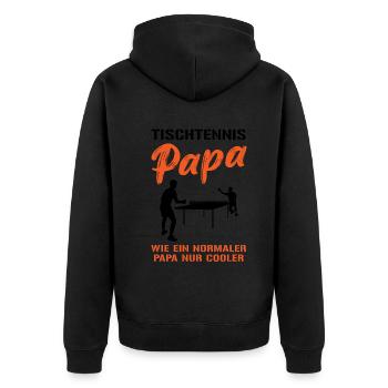 Cooler Tischtennis Papa Spruch Geschenk - Unisex Premium Bio Zip Hoodie - Schwarz - Hinten - Nico (187cm)