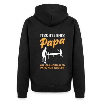 Cooler Tischtennis Papa Spruch Geschenk - Unisex Premium Bio Zip Hoodie - Schwarz - Hinten - Nico (187cm)