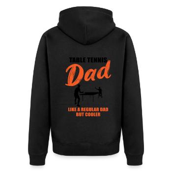 Cooler Tischtennis Papa Spruch Geschenk - Unisex Premium Bio Zip Hoodie - Schwarz - Hinten - Nico (187cm)