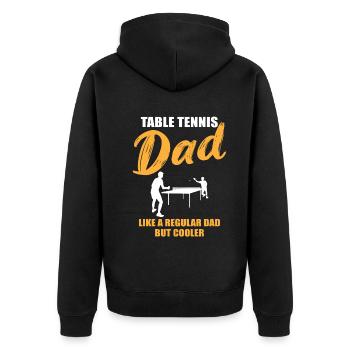 Cooler Tischtennis Papa Spruch Geschenk - Unisex Premium Bio Zip Hoodie - Schwarz - Hinten - Nico (187cm)