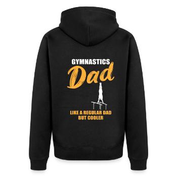 Gymnastics Dad – Mehr als cool - Unisex Premium Bio Zip Hoodie - Schwarz - Hinten - Nico (187cm)