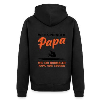 Coolster Weitsprung Papa - Geschenk - Unisex Premium Bio Zip Hoodie - Schwarz - Hinten - Nico (187cm)