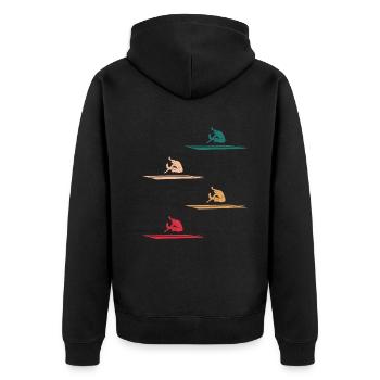 Weitsprung Athletik Dynamik Geschenk - Unisex Premium Bio Zip Hoodie - Schwarz - Hinten - Nico (187cm)