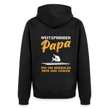 Coolster Weitsprung Papa Ever Geschenk - Unisex Premium Bio Zip Hoodie - Schwarz - Hinten - Nico (187cm)