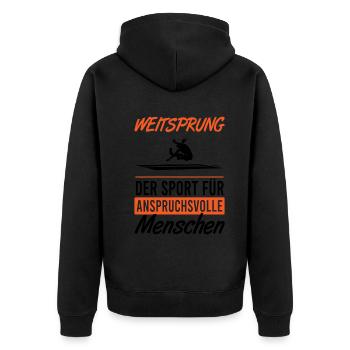 Weitsprung Für Kenner Sport Geschenk - Unisex Premium Bio Zip Hoodie - Schwarz - Hinten - Nico (187cm)