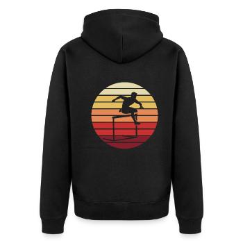 Sonnenuntergang Hindernislauf Sportgeschenk - Unisex Premium Bio Zip Hoodie - Schwarz - Hinten - Nico (187cm)