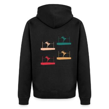 Bunte Hochsprung-Vielfalt Athleten-Design - Unisex Premium Bio Zip Hoodie - Schwarz - Hinten - Nico (187cm)