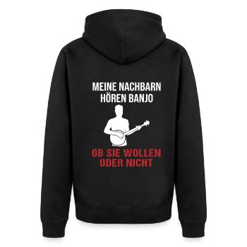 Sons de banjo - cadeau pour les voisins - Veste à capuche bio Premium Unisexe - noir - Dos - Nico (187cm)