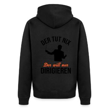 Harmloser Dirigent - Witziges Geschenk - Unisex Premium Bio Zip Hoodie - Schwarz - Hinten - Nico (187cm)