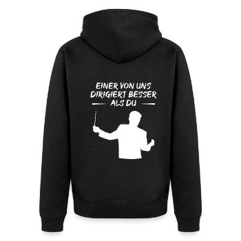 One of Us Conducts Better Than You - Gift - Unisex Premium Organic Zip Hoodie - black - Back - Nico (187cm)