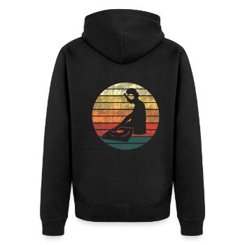 Sunset Decks - Geschenk für den Sonnenuntergang-DJ - Unisex Premium Bio Zip Hoodie - Schwarz - Hinten - Nico (187cm)