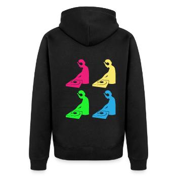 Color Mix Masters - Geschenk für bunte DJs - Unisex Premium Bio Zip Hoodie - Schwarz - Hinten - Nico (187cm)