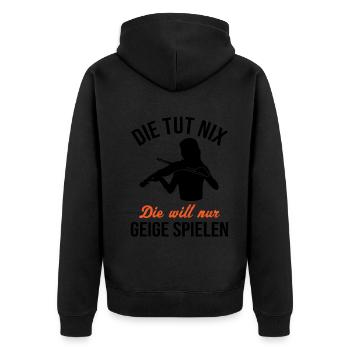 Sorglose Geigerin Musikfreude Geschenk - Unisex Premium Bio Zip Hoodie - Schwarz - Hinten - Nico (187cm)