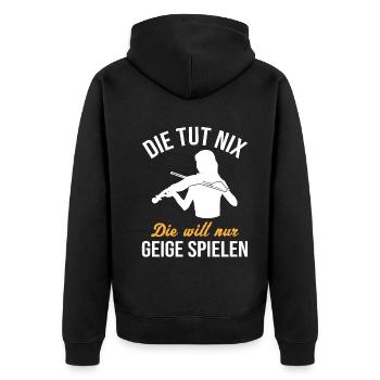 Sorglose Geigerin Musikfreude Geschenk - Unisex Premium Bio Zip Hoodie - Schwarz - Hinten - Nico (187cm)