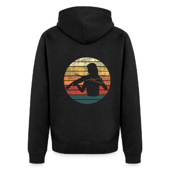 Geigerin Sonnenuntergang Silhouette Liebe - Unisex Premium Bio Zip Hoodie - Schwarz - Hinten - Nico (187cm)