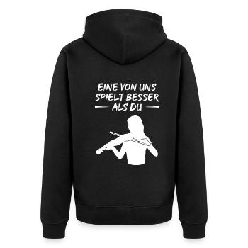Virtuoso Violinist Can Gift - Unisex Premium Organic Zip Hoodie - black - Back - Nico (187cm)