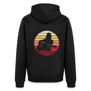 Guitarist Sunset Gift Harmony - Unisex Premium Organic Zip Hoodie - black - Back - Nico (187cm)