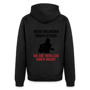 Nachbar-Musikgenuss Gitarristin Geschenk - Unisex Premium Bio Zip Hoodie - Schwarz - Hinten - Nico (187cm)