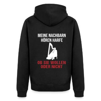 Harp sound neighbors must listen - Unisex Premium Organic Zip Hoodie - black - Back - Nico (187cm)