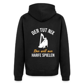 Harmless harp sound inspires musicians - Unisex Premium Organic Zip Hoodie - black - Back - Nico (187cm)
