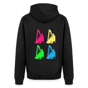 Bunte Harfenklänge Vielfalt Geschenk - Unisex Premium Bio Zip Hoodie - Schwarz - Hinten - Nico (187cm)