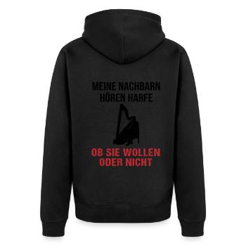 Harp sound neighbors must listen - Unisex Premium Organic Zip Hoodie - black - Back - Nico (187cm)