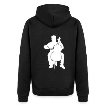 Kontrabass Klang Tiefe Saitenmagie - Unisex Premium Bio Zip Hoodie - Schwarz - Hinten - Nico (187cm)