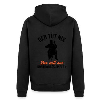 Harmlos Kontrabass Passioniert Musiker - Unisex Premium Bio Zip Hoodie - Schwarz - Hinten - Nico (187cm)