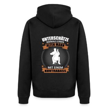 Old Man Double Bass Wisdom - Unisex Premium Organic Zip Hoodie - black - Back - Nico (187cm)