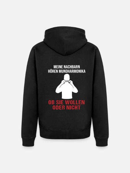 Musik Nachbarn Humorvolles Statement - Unisex Premium Bio Zip Hoodie - Schwarz