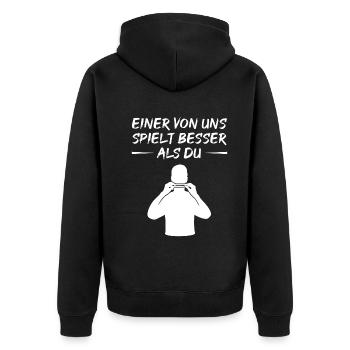 Chemise Harmonica Musicien Supérieure - Veste à capuche bio Premium Unisexe - noir - Dos - Nico (187cm)