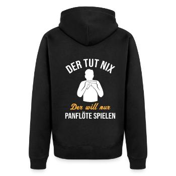Harmless Panflute Virtuoso Fun - Unisex Premium Organic Zip Hoodie - black - Back - Nico (187cm)