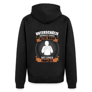 Senior Panflutist – Attention Talent! - Unisex Premium Organic Zip Hoodie - black - Back - Nico (187cm)