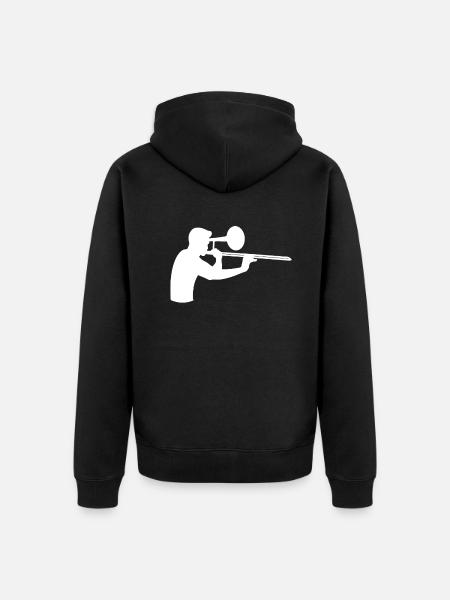 Silhouette Trombonist Artful Music Gift - Unisex Premium Organic Zip Hoodie - black