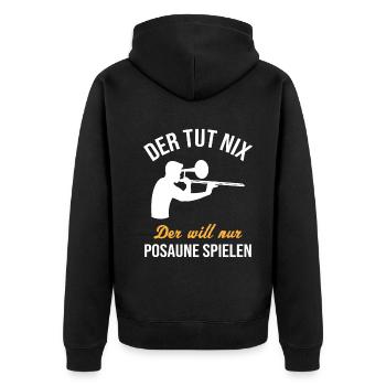 Doesn't Want To Play Trombone Gift - Unisex Premium Organic Zip Hoodie - black - Back - Nico (187cm)