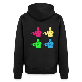 Querflöten Ensemble Bunte Harmonie - Unisex Premium Bio Zip Hoodie - Schwarz - Hinten - Nico (187cm)