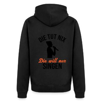 Unschuldig Singende Sängerin - Geschenk - Unisex Premium Bio Zip Hoodie - Schwarz - Hinten - Nico (187cm)