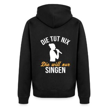 Unschuldig Singende Sängerin - Geschenk - Unisex Premium Bio Zip Hoodie - Schwarz - Hinten - Nico (187cm)